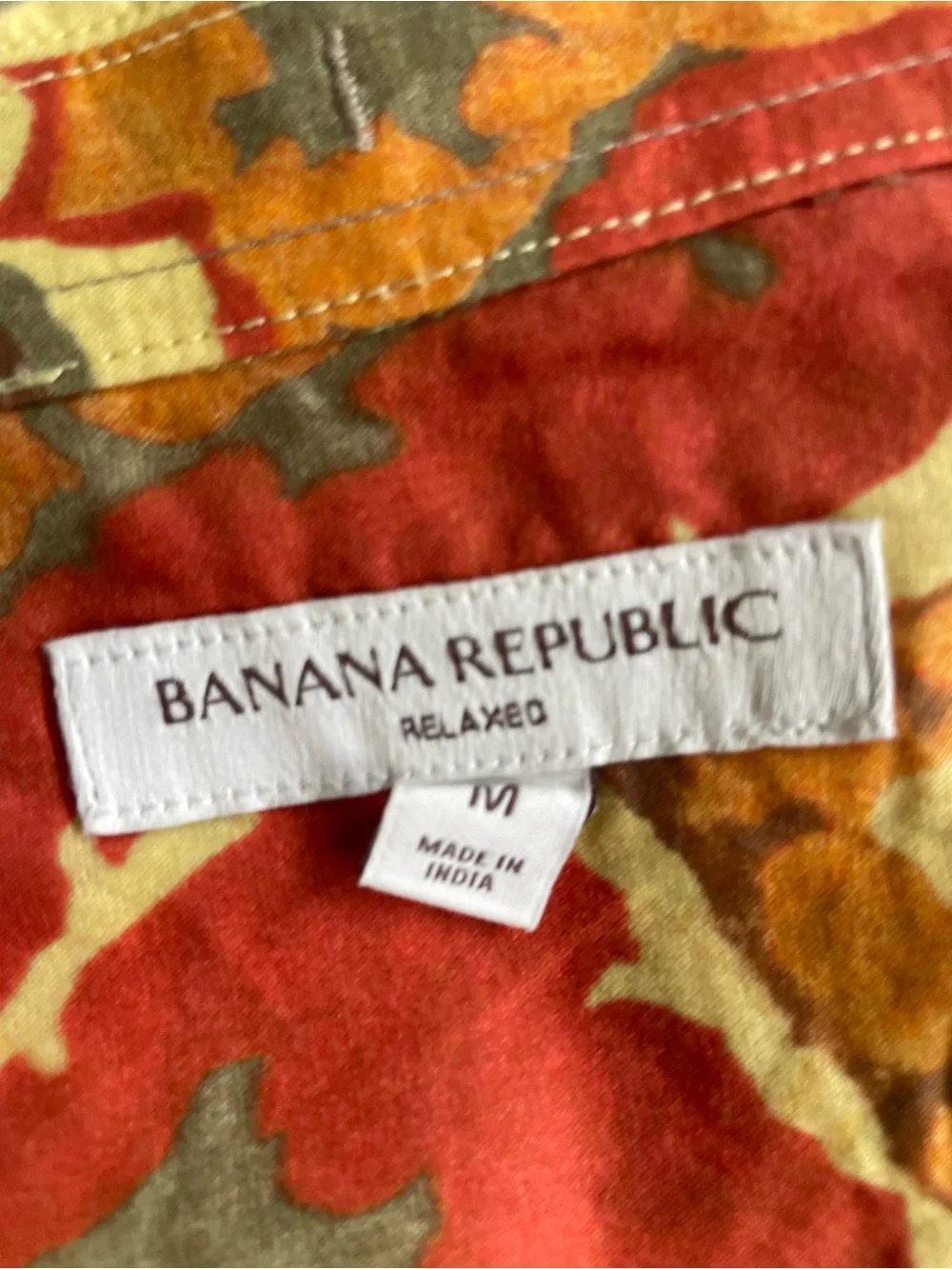 Banana Republic Orange, Rust and Olive Paisley Button-Up Shirt